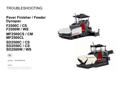 Dynapac F2500C W MF2500CS CL SD2500C W Paver Feeder Troubleshooting - Image 2