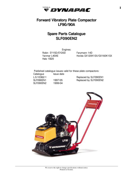 Dynapac LF90 90A Compactor Parts Catalogue - Image 2