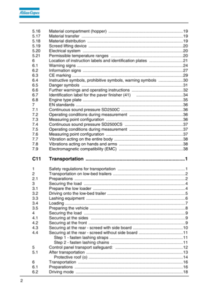 Dynapac SD2500C SD2500CS Paver Finisher Operation Maintenance Manual - Image 7
