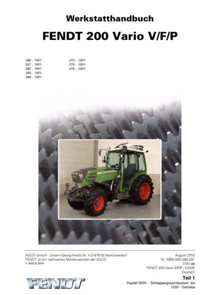 Fendt 200 Vario VFP Tractor Tier 1 Workshop Manual - Image 2
