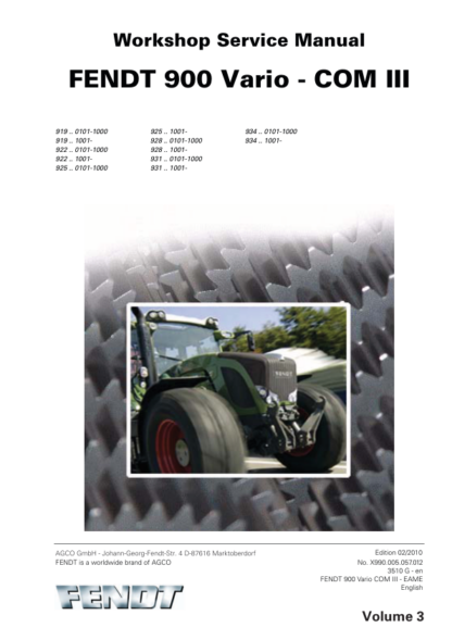 Fendt 936 Vario Tractor Workshop Manual - Image 2