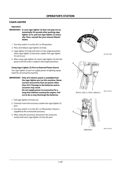 Hitachi 8T Excavator Operators Manual - Image 5