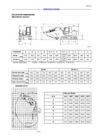 Hitachi EX165 Excavator Operation and Technical Manual - Image 6