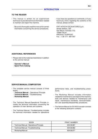 Hitachi EX165 Excavator Operation and Technical Manual - Image 3
