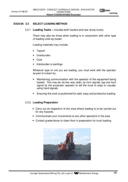 Hitachi EX2500 EX3600 Excavator Operation Manual - Image 9