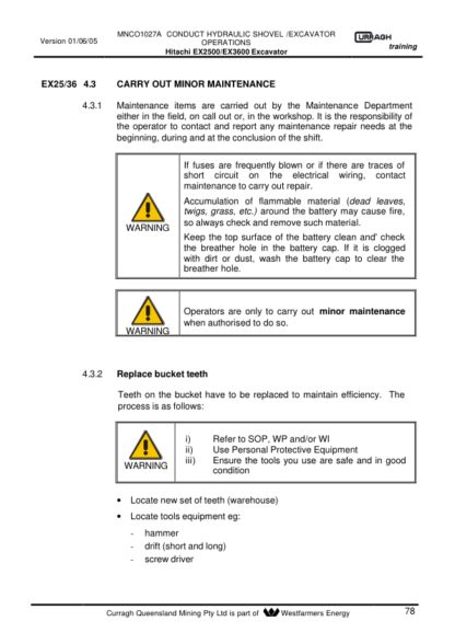 Hitachi EX2500 EX3600 Excavator Operation Manual - Image 11