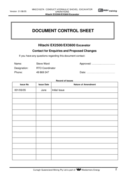 Hitachi EX2500 EX3600 Excavator Operation Manual - Image 4