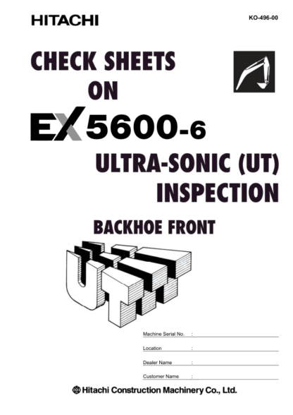 Hitachi EX5600-6 Excavator Ultra-sonic Inspection Manual - Image 2