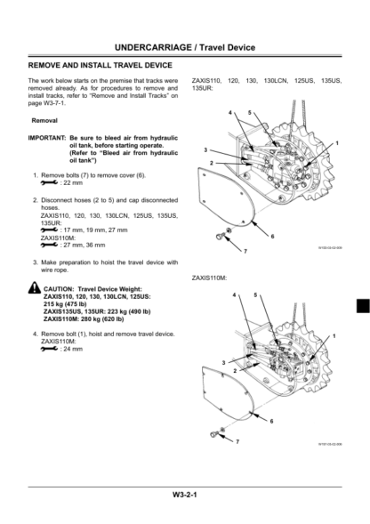 Hitachi ZX 110 110M 120 130 125US 135US 135UR Technical Manual - Image 5