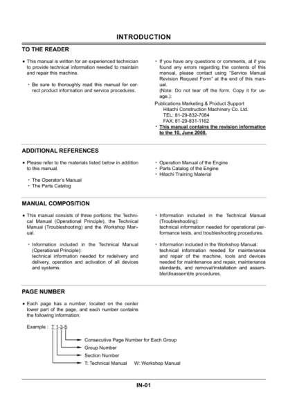 Hitachi ZX 110 110M 120 130 125US 135US 135UR Technical Manual - Image 3