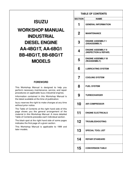 Isuzu AA-4BG1T, AA-6BG1,BB-4BG1T, BB-6BG1T Workshop Manual - Image 3