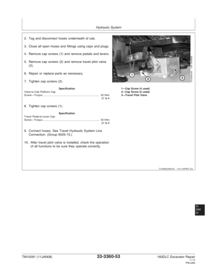 John Deere 160DLC Excavator Repair Manual - Image 7