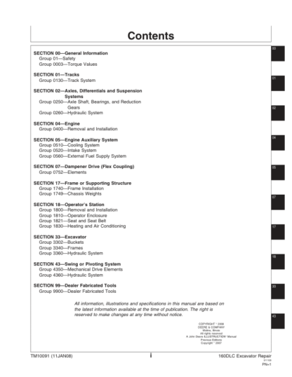 John Deere 160DLC Excavator Repair Manual - Image 3