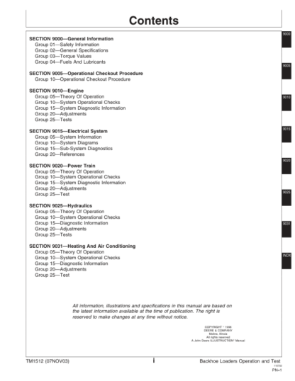 John Deere 410D 510D Backhoe Loader Operation and Test Manual - Image 4