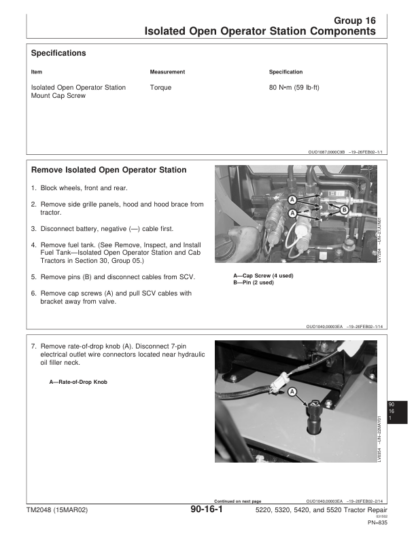 John Deere 5220 5320 5420 5520 Tractor Repair Manual - Image 13