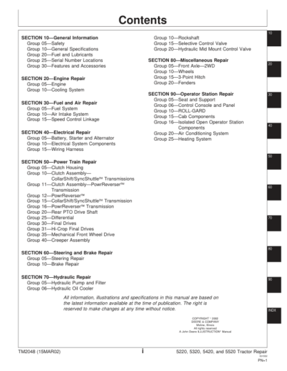 John Deere 5220 5320 5420 5520 Tractor Repair Manual - Image 4