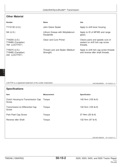 John Deere 5220 5320 5420 5520 Tractor Repair Manual - Image 6