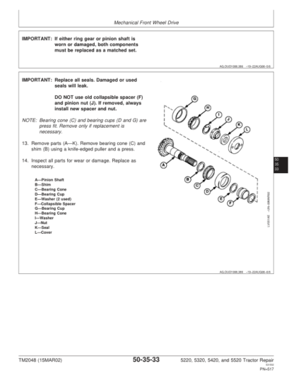 John Deere 5220 5320 5420 5520 Tractor Repair Manual - Image 7