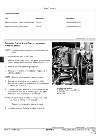John Deere 5220 5320 5420 5520 Tractor Repair Manual - Image 5