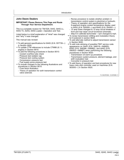 John Deere 544G 624G 644G 4WD Loader Operation and Test Manual - Image 4