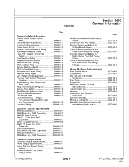 John Deere 544G 624G 644G 4WD Loader Operation and Test Manual - Image 7