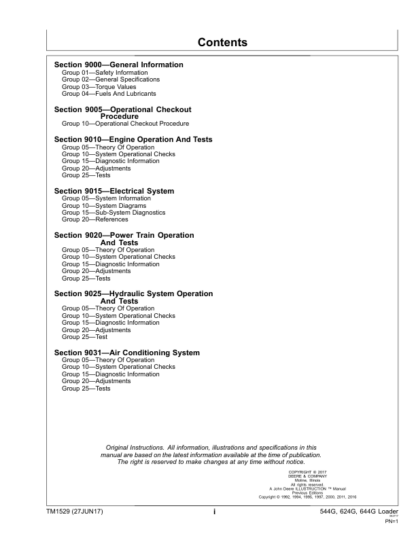 John Deere 544G 624G 644G 4WD Loader Operation and Test Manual - Image 6