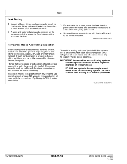 John Deere 544G 624G 644G 4WD Loader Operation and Test Manual - Image 12