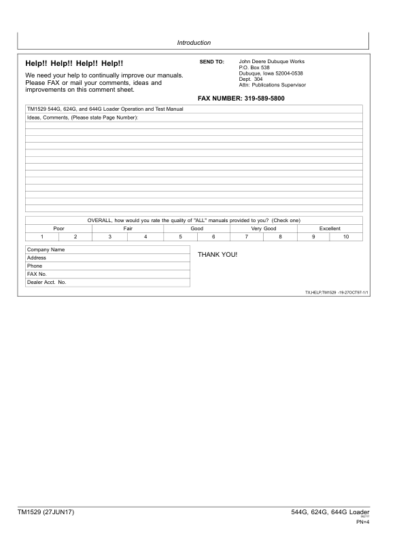 John Deere 544G 624G 644G 4WD Loader Operation and Test Manual - Image 5