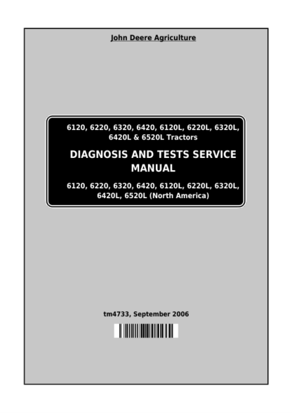 John Deere 6120 6220 6320 6420 6120L 6220L 6320L 6420L 6520L Tractor Diagnosis and Test Manual - Image 2