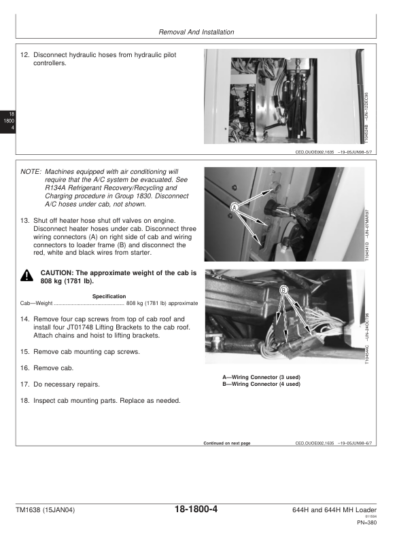 John Deere 644H 644H MH Loader Repair Manual - Image 8