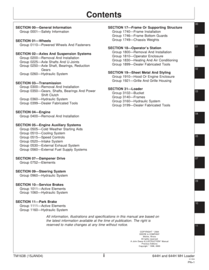 John Deere 644H 644H MH Loader Repair Manual - Image 4