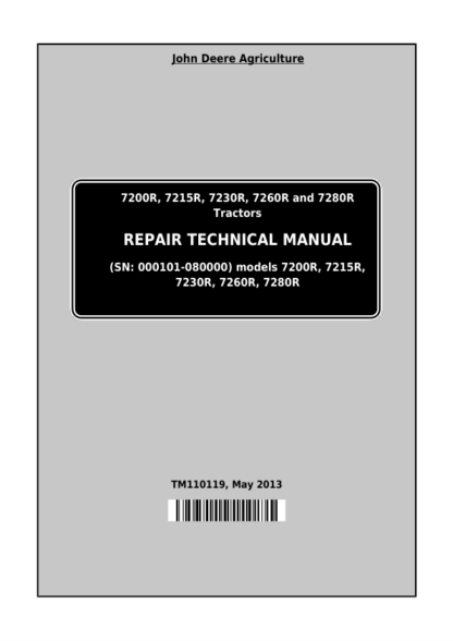 John Deere 7200R 7215R 7230R 7260R 7280R Tractor Repair Manual - Image 2