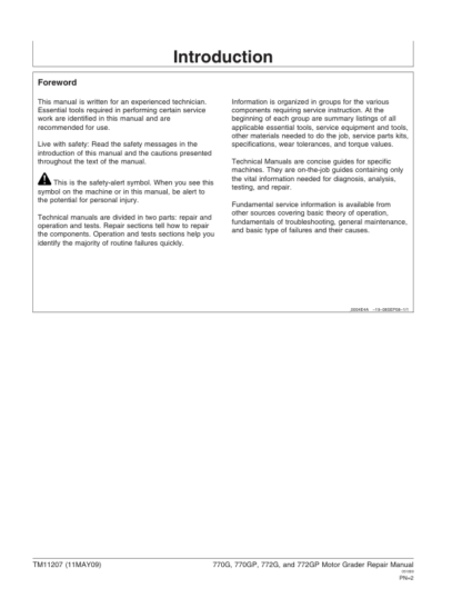 John Deere 770G 770GP 772G 772GP Motor Grader Repair Manual - Image 3