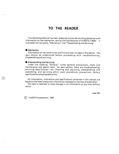 Kubota F1900 Mower Workshop Manual - Image 3