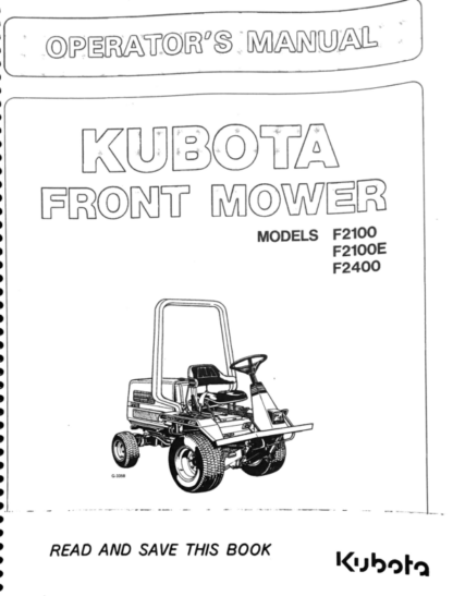 Kubota F2100 F2100E F2400 Mower Operation Manual - Image 2