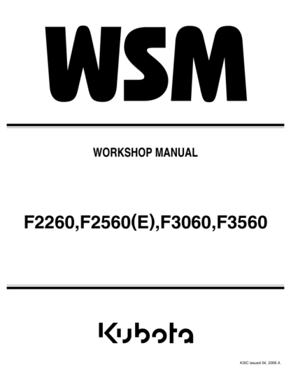 Kubota F2260 F2560 F3060 F3560 Mower Workshop Manual - Image 2