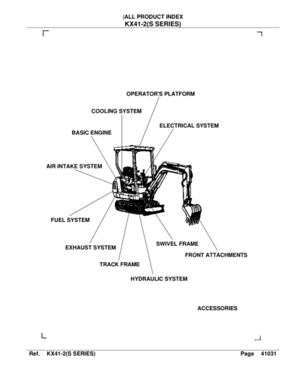 Kubota KX41-2 S Series Excavator Parts Manual - Image 2