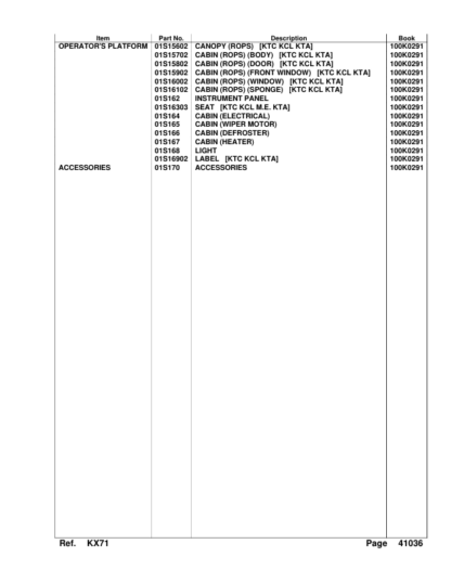 Kubota KX71 Excavator Parts Manual - Image 5