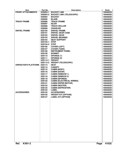 Kubota KX91-2 Excavator Parts Manual - Image 5