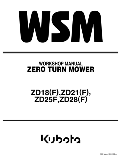 Kubota ZD18 ZD21 ZD25 ZD28 Zero Turn Mower Workshop Manual - Image 2