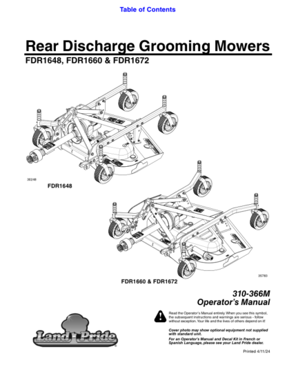Land Pride FDR16 Grooming Mower Operator Manual - Image 2