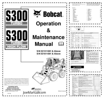 Bobcat S300 Skidsteer Operation Maintenance Manual 5215 5216