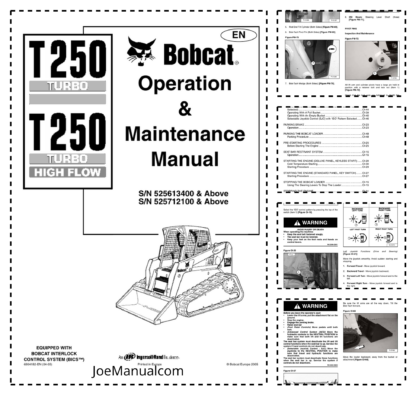Bobcat T250 HF Operation Maintenance Manual 5256 5257