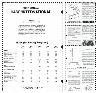 CASE IH 385 485 585 685 885 Tractor Shop Manual