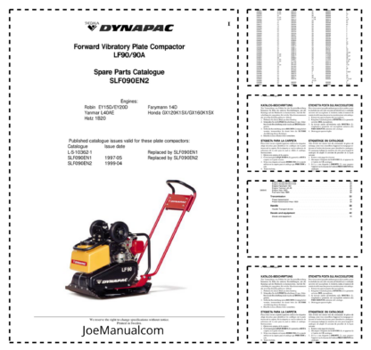 Dynapac LF90 90A Compactor Parts Catalogue