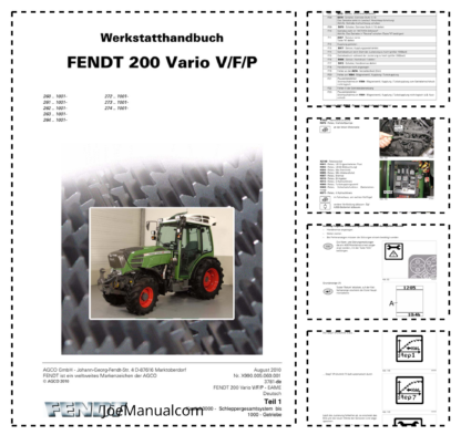 Fendt 200 Vario VFP Tractor Tier 1 Workshop Manual