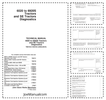 John Deere 6020 to 6920S Tractors Diagnostics Technical Manual