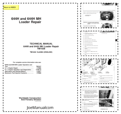 John Deere 644H 644H MH Loader Repair Manual