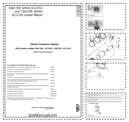 John Deere 644J 724J Loader Repair Manual