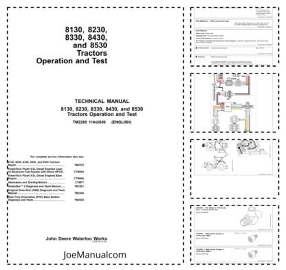 John Deere 8130 8230 8330 8430 8530 Tractors Operation and Test Manual